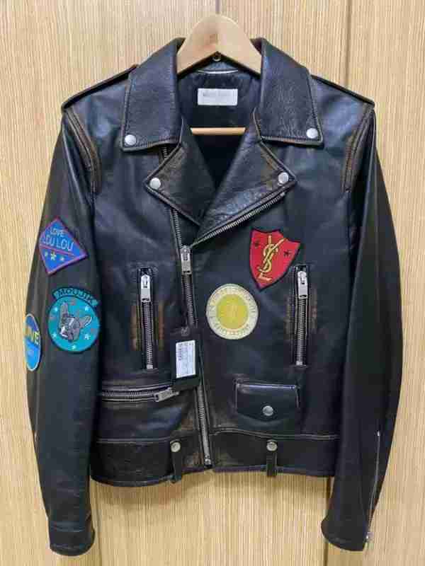 G-Eazy Saint Laurent Paris Vintage Calf Leather Jacket front
