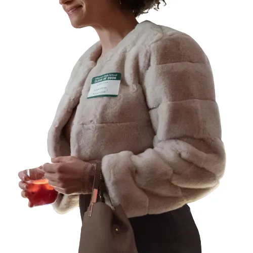 Ilana Glazer The Afterparty Faux Fur Jacket front