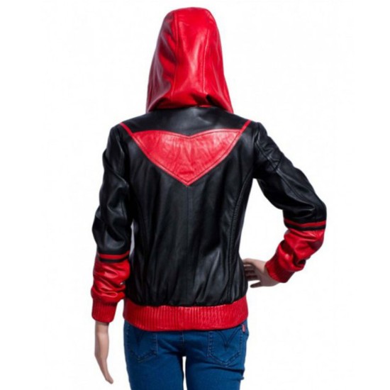 Katherine Kane Batwoman Leather Hoodie Jacket Side back