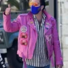 Nicolas Cage Pink Motorcycle Real Leather Jacket front