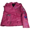Nicolas Cage Pink Motorcycle Real Leather Jacket frontside