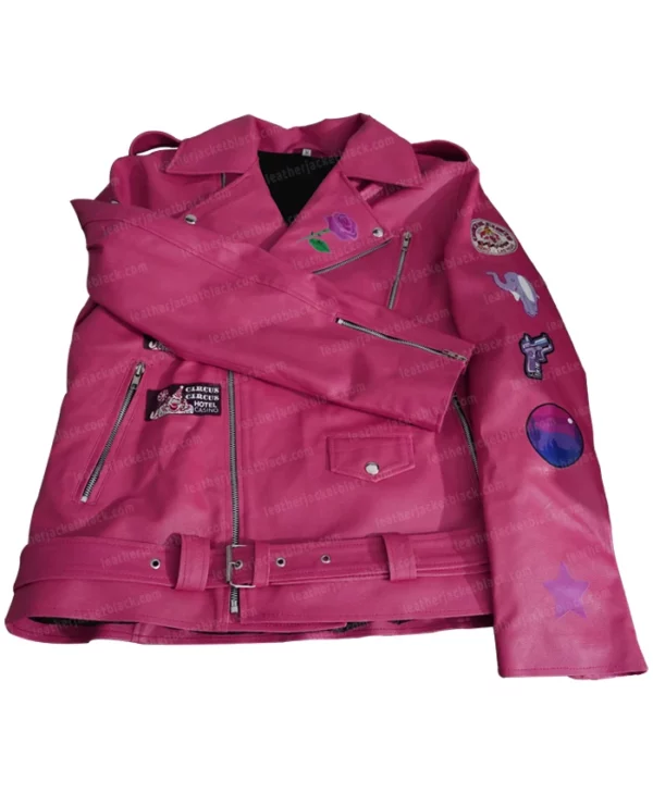 Nicolas Cage Pink Motorcycle Real Leather Jacket frontside