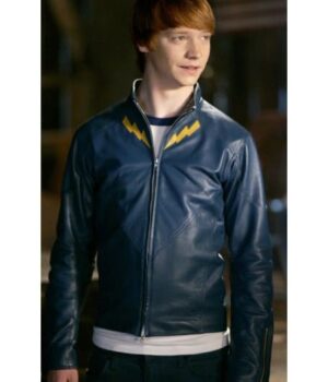 Smallville Garth Ranzz Cropped Blue Leather Jacket frotn