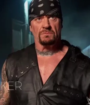 WWE Wrestlemania 36 Undertaker Real Leather Vest front side