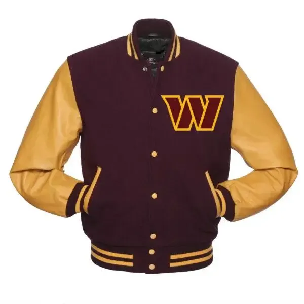 Washington Commanders Maroon Varsity Wool Jacket front LJB