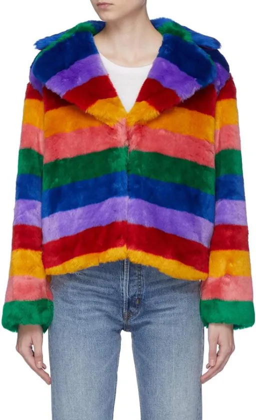 Yara Shahidi Grown-Ish Rainbow Fur Coat