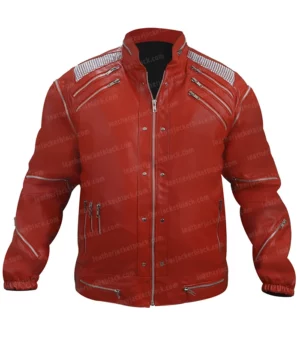 Michael Jackson Beat It Red Leather Jacket Front