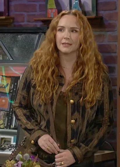 Camryn Grimes The Young and The Restless Gold and Green Metallic Jacket