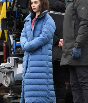 Emilia Clarke Secret Invasion S1 Blue Puffer Coat
