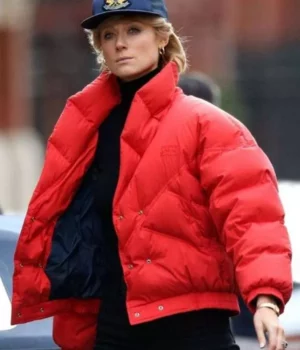 Princess Diana Red Puffer Bomber Jacket