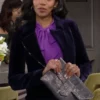 The Young and The Restless Mishael Morgan Navy Blue Velvet Jacket