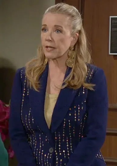 The Young and The Restless Nikki Newman Blue Embellished Blazer