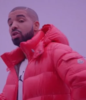 Drake Red Puffer Hooded Jacket