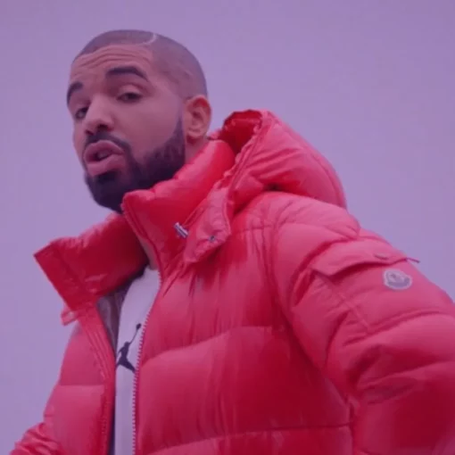 Drake Red Puffer Hooded Jacket