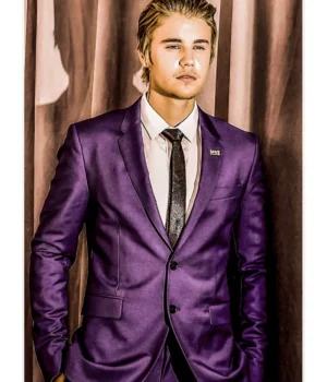 Justin Bieber Men Purple Suit