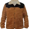 Luke Grimes Yellowstone S05 Brown Suede Leather Jacket Front
