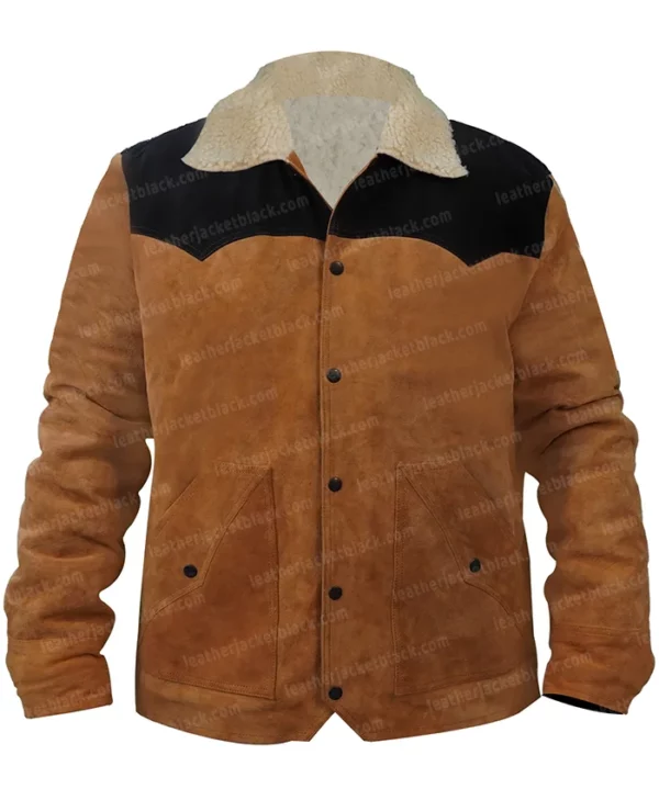 Luke Grimes Yellowstone S05 Brown Suede Leather Jacket Front