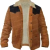 Luke Grimes Yellowstone S05 Brown Suede Leather Jacket Open Front
