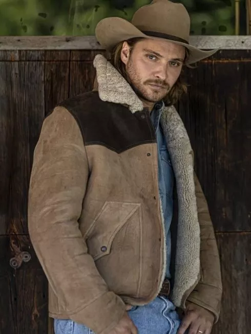Luke Grimes Yellowstone S05 Brown Suede Leather Jacket