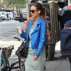 Olivia Wilde Blue Leather Jacket