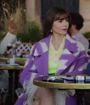 Emily Emily in Paris S03 Wool Purple Trench Coat
