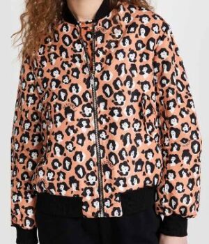 Lily Collins Emily In Paris S03 Lady Leopard Bomber Jacket
