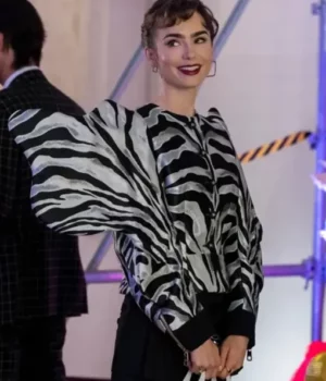Lily Collins Emily In Paris S03 Zebra Jacket