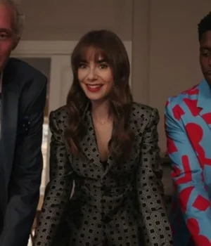 Lily Collins Emily in Paris S03 Black and Grey Blazer