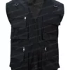 Mens Multi Pockets Black Cotton Outdoors Vest Front
