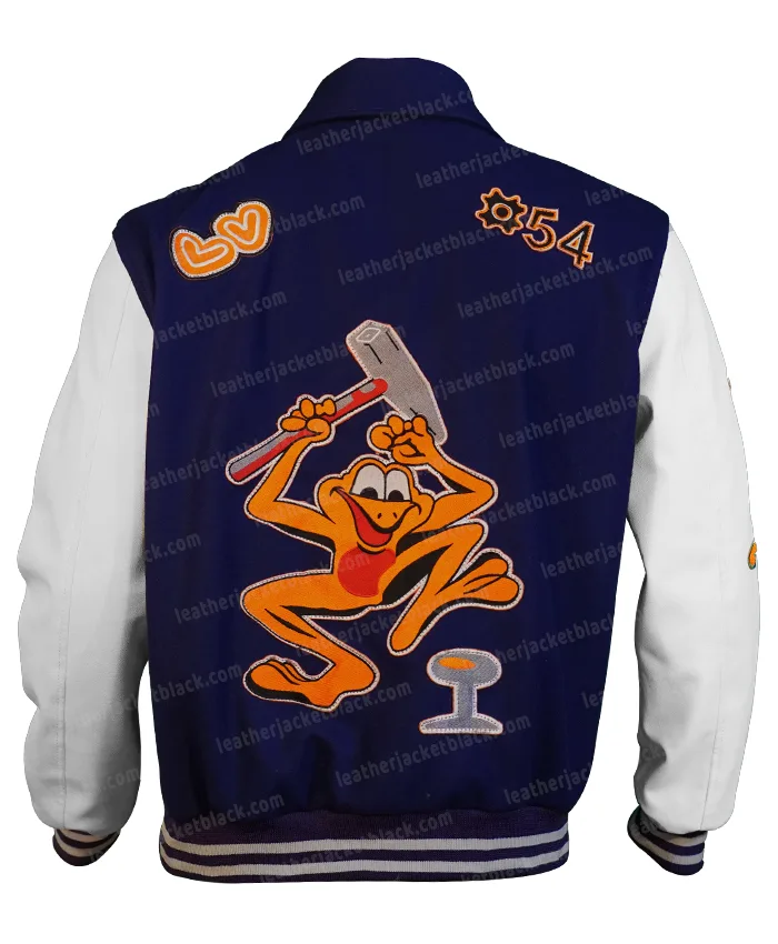 Frank Clark LV Patches Runway Purple Varsity Jacket For Sale