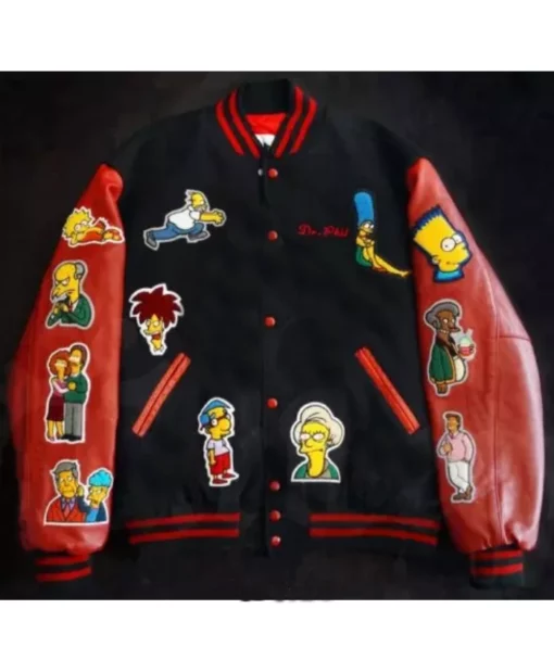 Simpsons Cast and Crew Red and Black Jacket