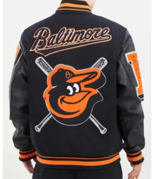Baltimore Orioles Mashup Letterman Varsity Wool and Faux Leather Black Jacket