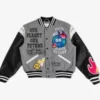 Dont Burn Our Future Grey And Black Varsity Jacket