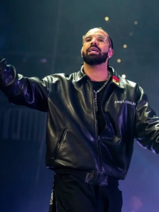 Drake Amici Violente Leather Bomber Jacket