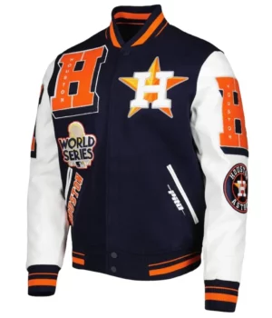 Houston Astros Pro Standard Mash Up Logo Letterman Varsity Jacket For Sale