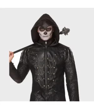 Skeleton Royalty Black Leather Coat