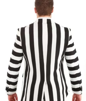 Beetlejuice Classic White And Black Strips Suit For Men