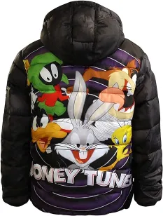 Looney Tunes Puffer Black Jacket
