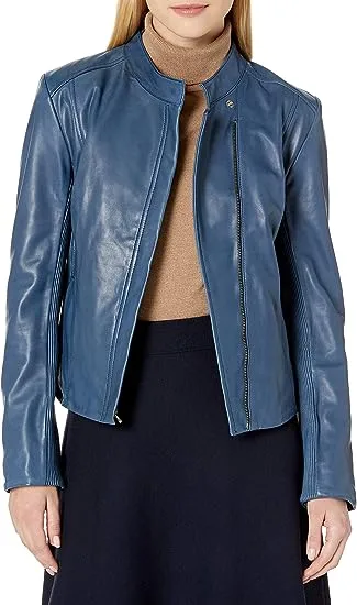Cole Haan Blue Leather Jacket