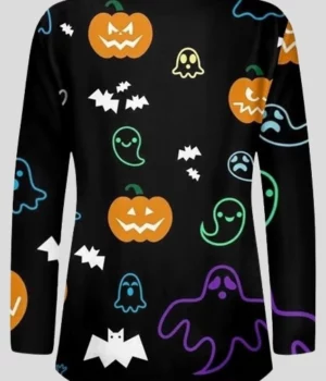 Halloween Black Spooky Print Sweatshirt For Sale