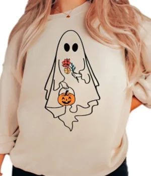 Halloween Ghost Beige Sweatshirt