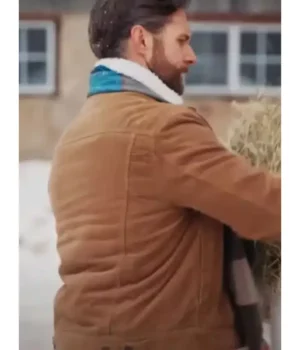 Matt Wells Film Christmas On The Alpaca Farm 2023 Brown Jacket For Men And Women