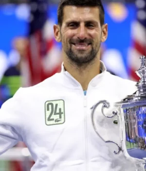 Novak Djokovic 24th Grand Slam White Cotton Polyester Jacket