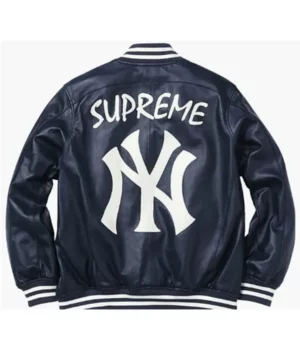 Supreme NY Yankees Leather Jacket Back