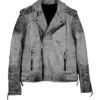 Smoke Quilted Biker Weathered Leather Jacket