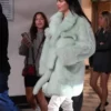 Kendall Jenner Mint-Green Fluffy Fur Coat