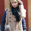 Taylor Swift In New York Street Beige Peacoat