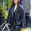 Katie Holmes Black Leather Coat