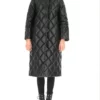 Truth Faux Leather Quilted black Long Coat