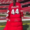 San Francisco 49ERS Kristin Juszczyk Red Puffer Coat